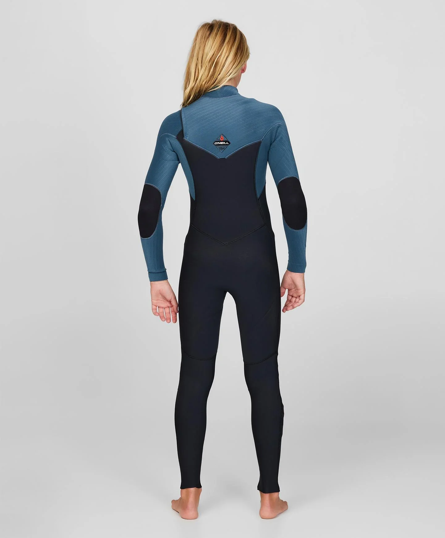 Boy's HyperFire 3/2mm Steamer Chest Zip Wetsuit - Cadet Blue - Image 2