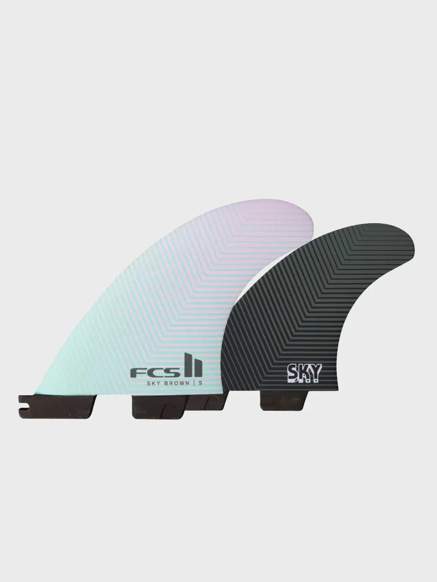 FCS II Sky Brown PC Tri Fin Set - Seafoam/Lavender - Image 3