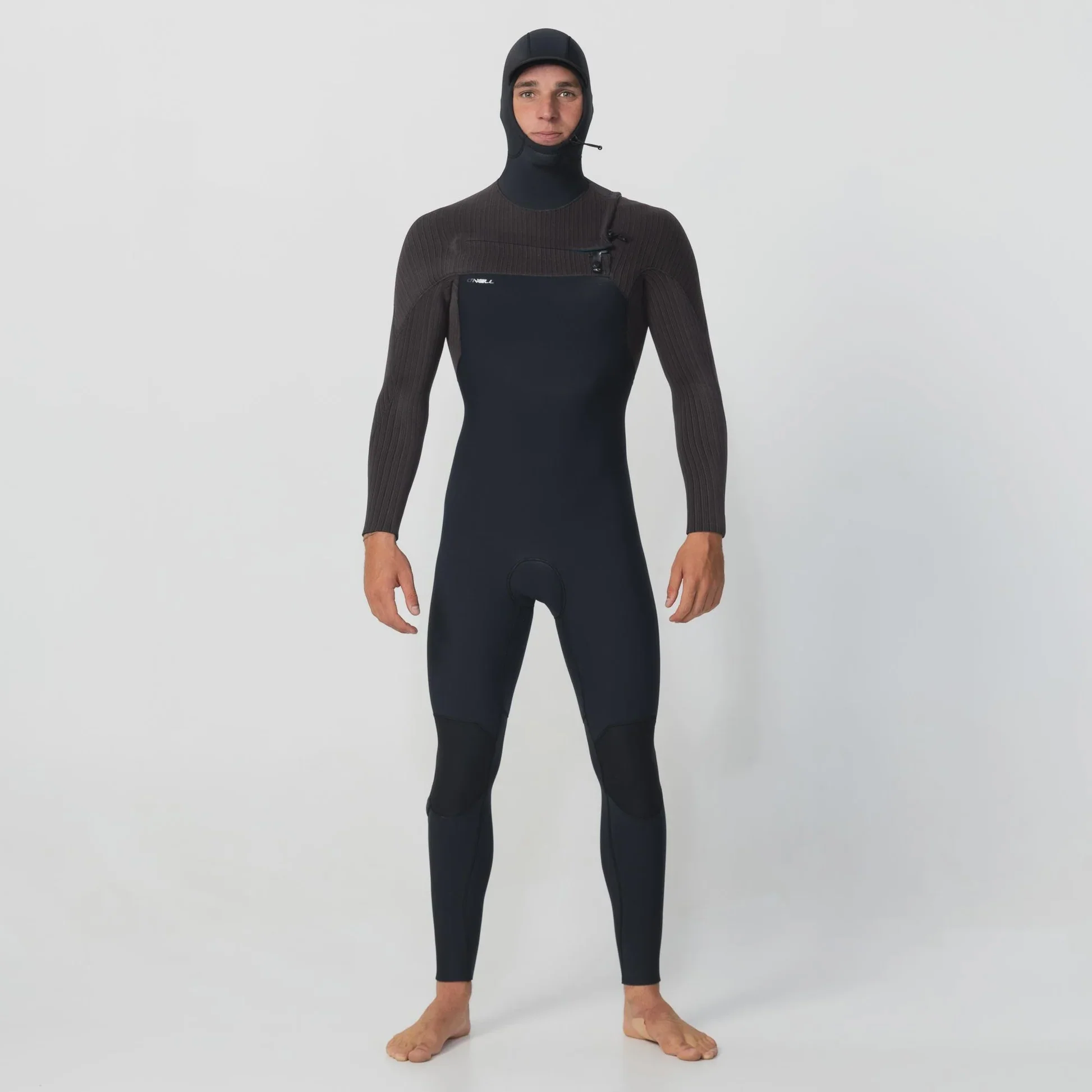 Men's HyperFreak 5/4+ Hooded Steamer Chest Zip - Black Arabica